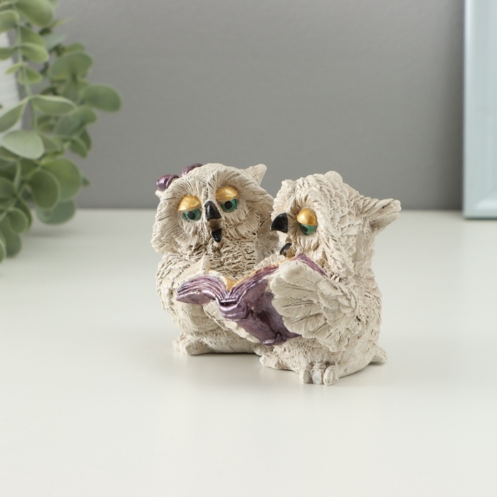 Фигура Фигура "Совы читают" 12х7х7см, бежевый