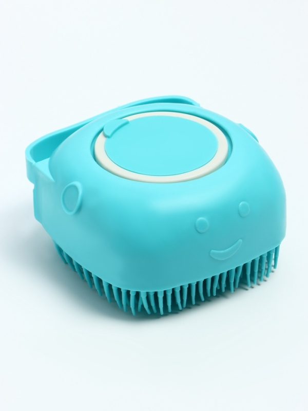 Щётка для мытья и массажа животных, с емкостью для шампуня, бирюзовая Щётка для мытья и массажа животных, с емкостью для шампуня, бирюзовая