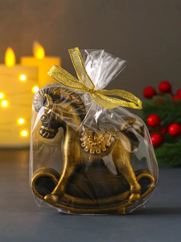 Декоративная свеча "Лошадка-качалка" (бронза), 96*35*100