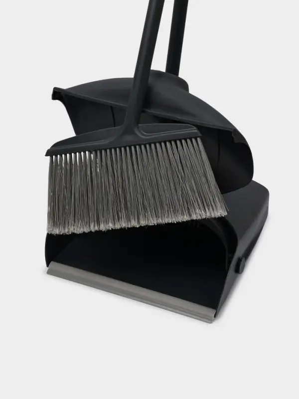 Щётка для пола, с совком-ловушкой, с крышкой, серая