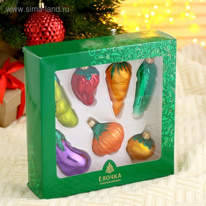 Набор ёлочных игрушек Набор ёлочных игрушек "Овощи" (набор 7 шт)