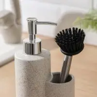 Дозатор для моющего средства с щёткой &laquo;Минимал&raquo;, 400 мл, цвет белый