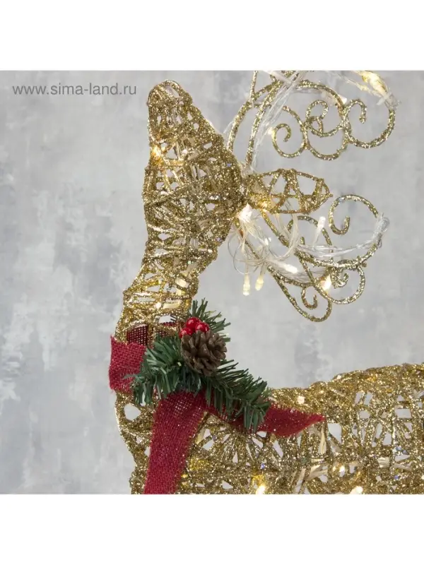 Светодиодная фигура &laquo;Олень золотистый&raquo; 40&times;60&times;18 см, металл, 220 В, свечение тёплое белое