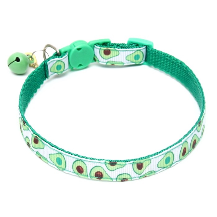 Ошейник текстильный Ошейник текстильный "Авокадо" с бубенчиком и подвеской, 19-32 х 1 см