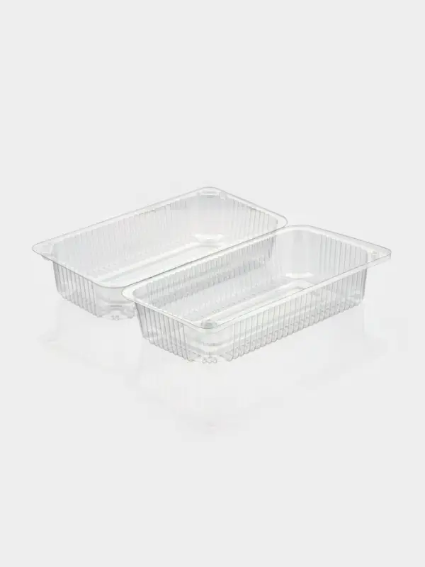 Контейнер одноразовый с неразъёмной крышкой ПР-К-27 &laquo;А&raquo;, пластик, 24&times;12.9&times;8.9 см, внутр. 21.3&times;9.9&times;7.8 см, прозрачный