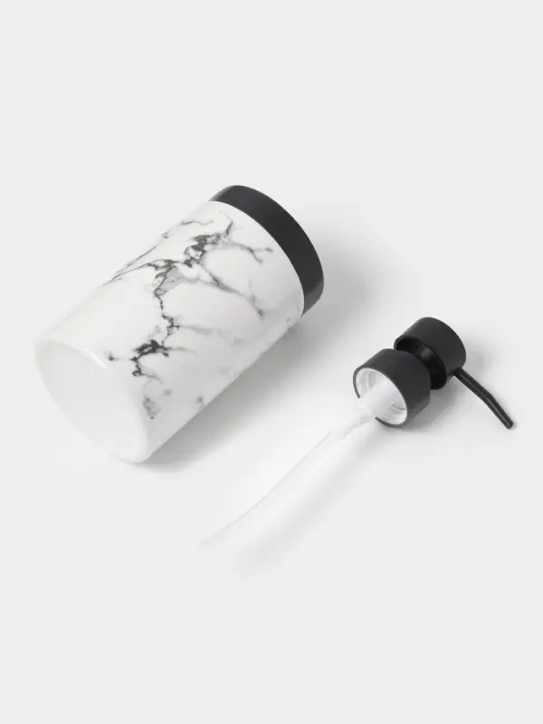 Аксессуары для ванной &laquo;Мраморный металл&raquo;, 4 предмета, мыльница, дозатор 400 мл, 2 стакана, белые