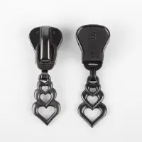 Бегунок для молнии &laquo;Трактор&raquo;, №8, &laquo;Сердца&raquo;, 10 шт., цвет чёрный никель