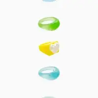 Набор колец 5 шт "Стиль лёгкий" сердце, размер МИКС (17-19), цветные