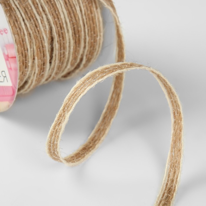 Тесьма декоративная холщовая, 6 мм, 9 ± 0,5 м, цвет светло-бежевый/бежевый Тесьма декоративная холщовая, 6 мм, 9 ± 0,5 м, цвет светло-бежевый/бежевый