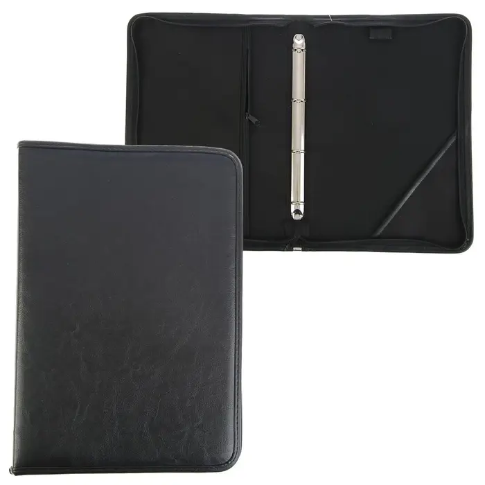 Папка деловая Calligrata &laquo;Лайт&raquo;, искусственная кожа, для бумаг, для офиса, с кольцевым механизмом 4, 360&times;260&times;30 мм, чёрная