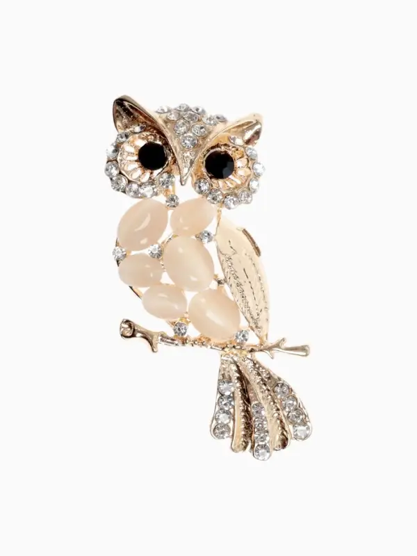 Брошь &laquo;Сова&raquo;, белая в золоте