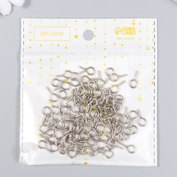 Винт-глазок для крепления картин, фоторам серебро (набор 100 шт) 1,4х0,7 см Винт-глазок для крепления картин, фоторам серебро (набор 100 шт) 1,4х0,7 см