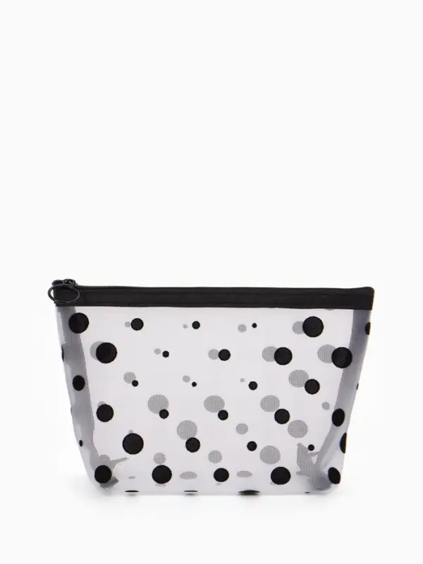 Косметичка дор Горох, сетка 17*6,5*13,5, отд на молнии, белый Косметичка дор Горох, сетка 17*6,5*13,5, отд на молнии, белый