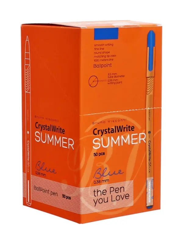 Ручка шариковая BrunoVisconti CrystalWrite. Summer, 0.38мм, стерж/син Ручка шариковая BrunoVisconti CrystalWrite. Summer, 0.38мм, стерж/син