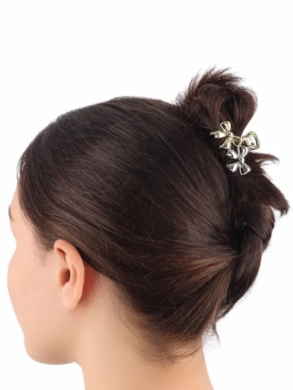 Крабик для волос &laquo;Хизер&raquo;, бантики, 4.5 см, золотистый-серебристый