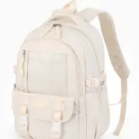 Рюкзак школьный, однотонный, 2 отделения, 5 карманов, 30&times;13&times;44 см, белый