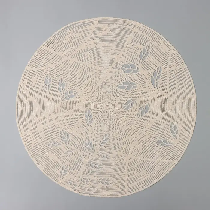 Салфетка сервировочная на стол «Листья», d=38 см, цвет бежевый