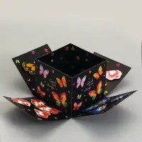 Коробка-сюрприз подарочная &laquo;Бабочки, Всегда&raquo;, с вылетающими бабочками, чёрный, 14.5&times;14.5&times;12.7 см