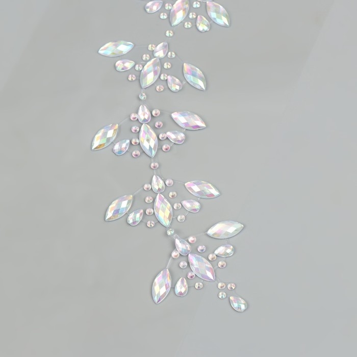 Наклейка пластик стразы на волосы Наклейка пластик стразы на волосы "Кристаллы" 26,5х13 см