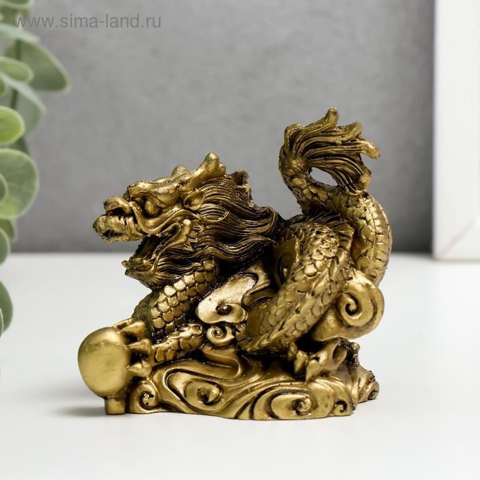 Нэцке полистоун бронза  Нэцке полистоун бронза "Дракон с шаром" 7,8х7х4,5 см
