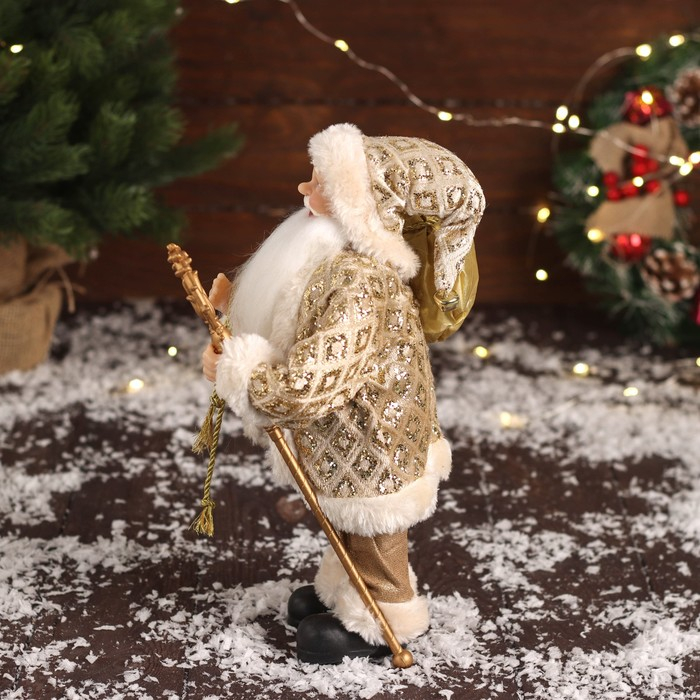 Дед Мороз  Дед Мороз "В золотой шубе, с ремешком, и подарками" 30х16 см