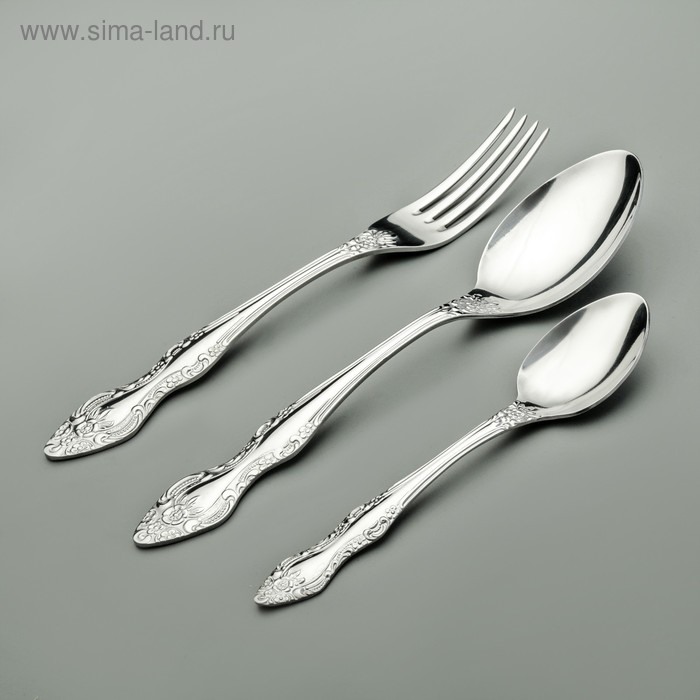 Набор столовых приборов «Тройка», 36 предметов, цвет серебряный