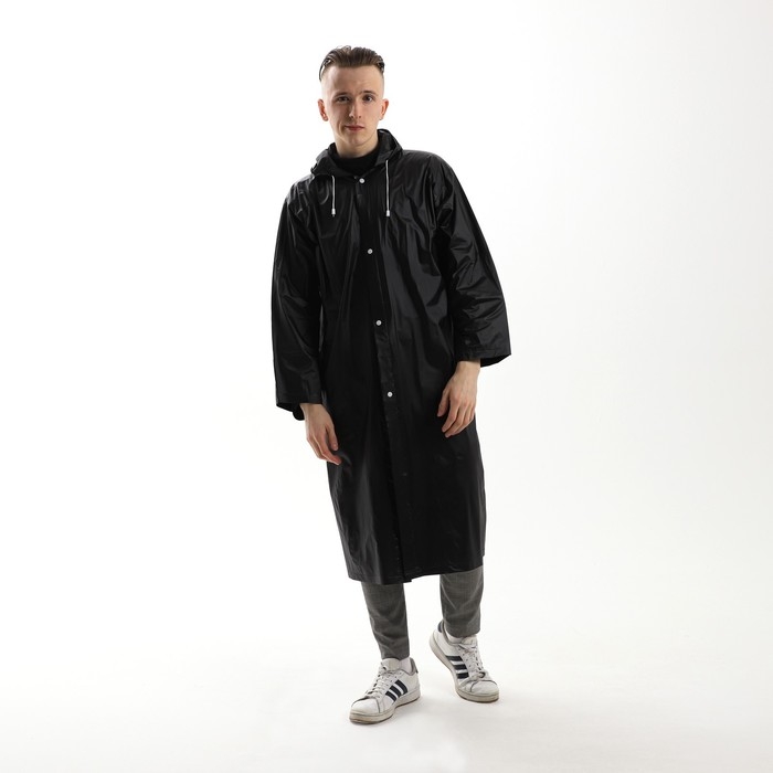 Дождевик взрослый плащ «Если вы это читаете, идёт дождь», размер 42-48, 60 х 110 см, цвет чёрный Дождевик взрослый плащ «Если вы это читаете, идёт дождь», размер 42-48, 60 х 110 см, цвет чёрный