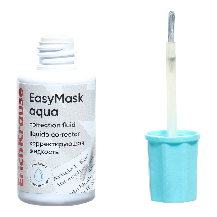 Корректирующая жидкость 20 мл, ErichKrause EasyMask Aqua, водная основа, кисть Корректирующая жидкость 20 мл, ErichKrause EasyMask Aqua, водная основа, кисть
