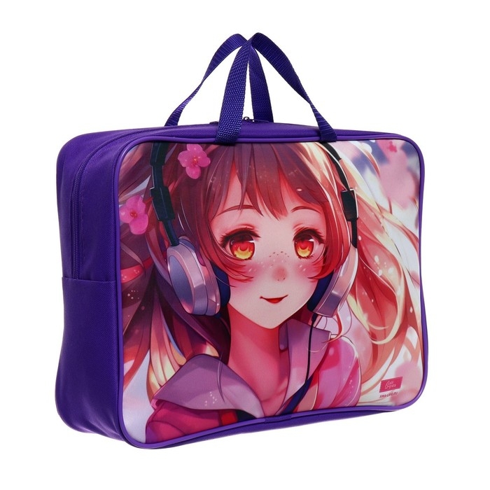 Папка с ручками текстильная А4, 350 х 270 х 100 мм, Calligrata TOP Папка с ручками текстильная А4, 350 х 270 х 100 мм, Calligrata TOP "Аниме музыка"