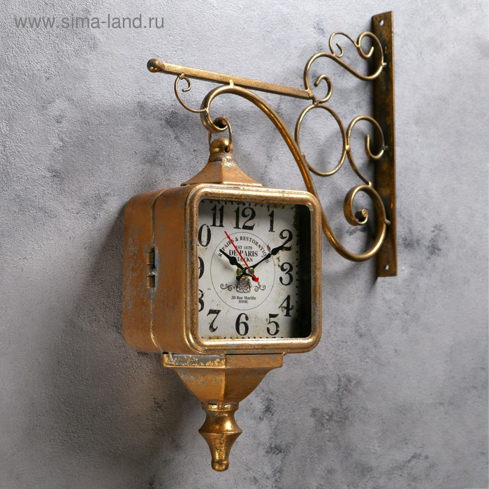 Часы настенные двусторонние, на подвесе Часы настенные двусторонние, на подвесе "Уличный фонарь", плавный ход, 40 х 31 см