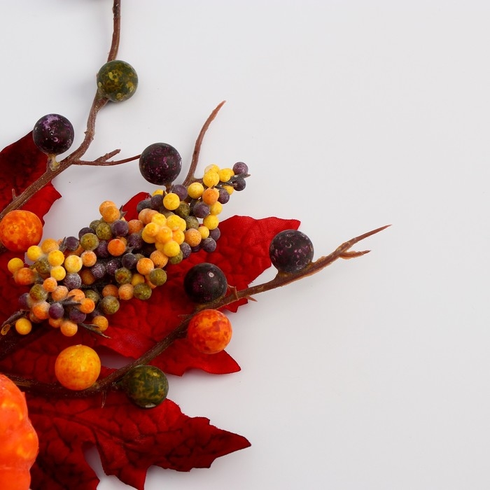 Декор на палочке «Тыква с красными листьями» 6 × 18 × 30 см Декор на палочке «Тыква с красными листьями» 6 × 18 × 30 см