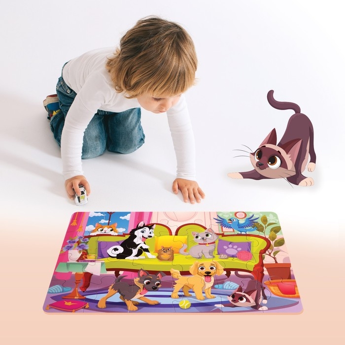 Мега-пазл «Милые питомцы», 24 детали Мега-пазл «Милые питомцы», 24 детали