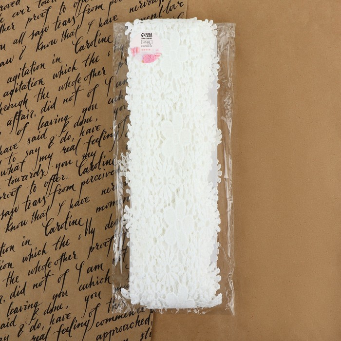 Кружево гипюровое, 80 мм × 9 ± 0,5 м, цвет белый Кружево гипюровое, 80 мм × 9 ± 0,5 м, цвет белый