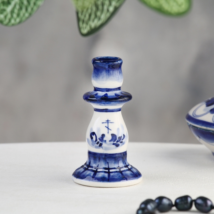 Подсвечник "Стройный", гжель