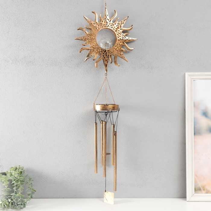 Музыка ветра с подсветкой от солнечной батареи Музыка ветра с подсветкой от солнечной батареи "Солнце" 5 трубок 24,5х11х108 см