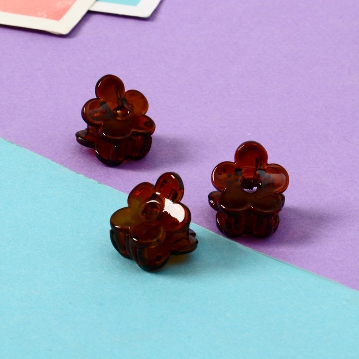 Краб для волос  Краб для волос "Соня" (набор 10 шт) ромашка, 1,5 см, коричневый