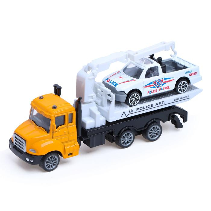 Грузовик металлический «Эвакуатор», с машинкой, инерция, МИКС Грузовик металлический «Эвакуатор», с машинкой, инерция, МИКС