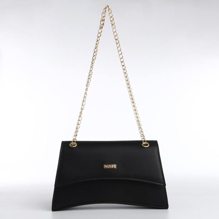 Сумка женская из искусственной кожи с клапаном, 26х16х9 см, черный цвет Сумка женская из искусственной кожи с клапаном, 26х16х9 см, черный цвет