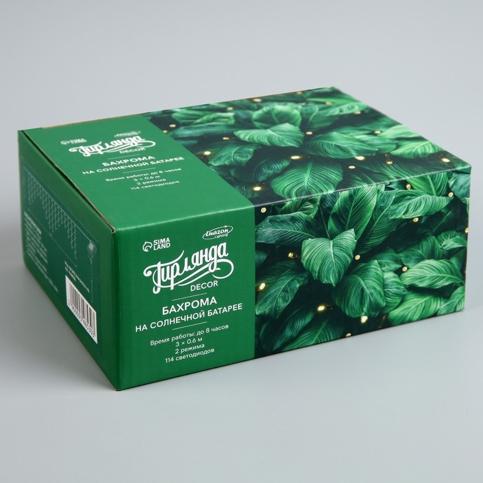 Гирлянда «Бахрома» 3 х 0.6 м, IP44, прозрачная нить, 114 LED, свечение мульти, 8 режимов, солнечная батарея Гирлянда «Бахрома» 3 х 0.6 м, IP44, прозрачная нить, 114 LED, свечение мульти, 8 режимов, солнечная батарея