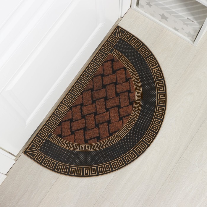 Коврик придверный полукруглый Доляна «Меандр», 45×75 см, цвет золотой Коврик придверный полукруглый Доляна «Меандр», 45×75 см, цвет золотой