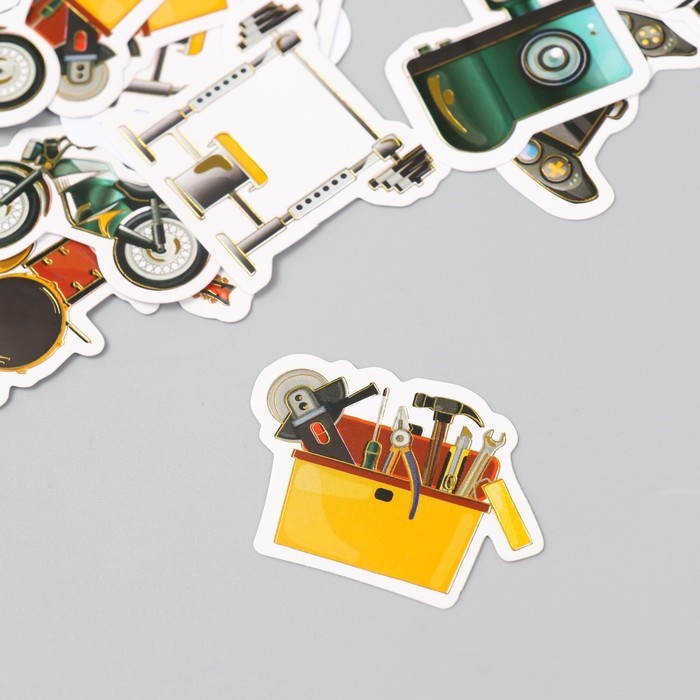 Наклейки для творчества Наклейки для творчества "Мужские увлечения" тиснение серебро набор 48 шт 9х7х0,8 см