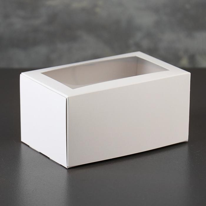 Коробка-моноблок картонная под 2 капкейка, с окном, белая, 16 х 10 х 8 см Коробка-моноблок картонная под 2 капкейка, с окном, белая, 16 х 10 х 8 см