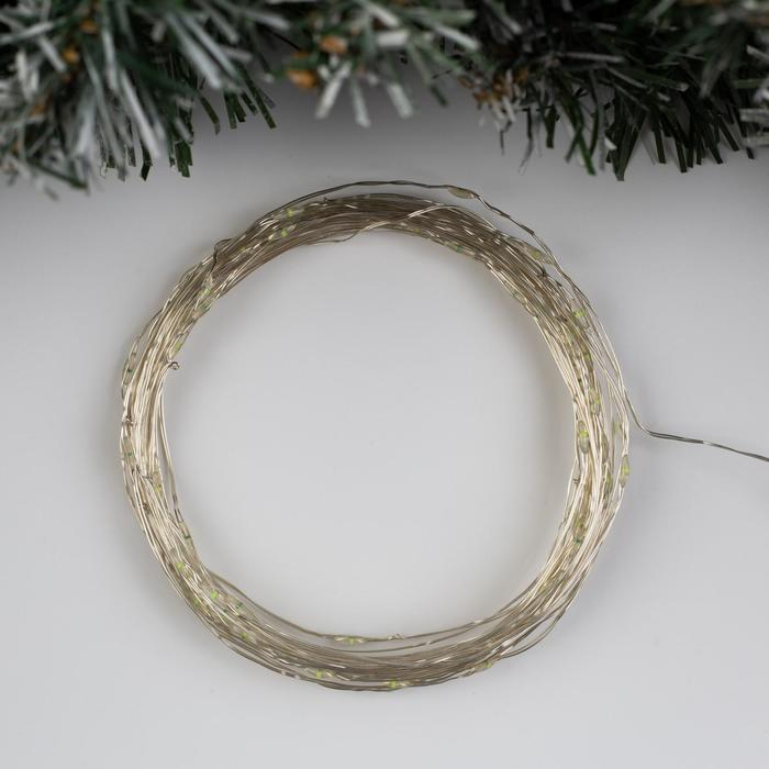 Гирлянда «Нить» 10 м роса, IP20, серебристая нить, 100 LED, свечение зелёное, 12 В