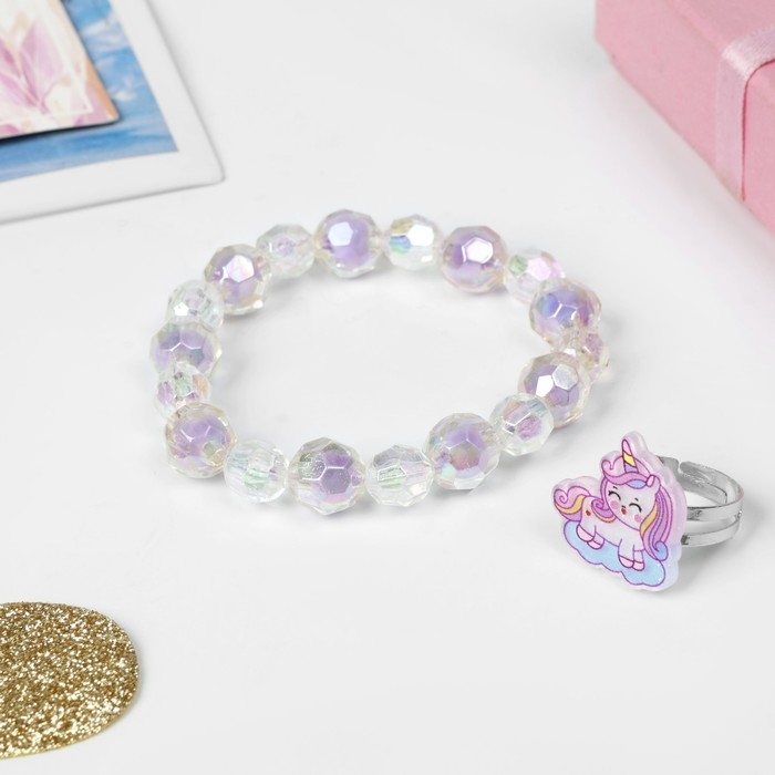 Набор детский «Выбражулька» 2 предмета: браслет, кольцо, волшебство, цветной Набор детский «Выбражулька» 2 предмета: браслет, кольцо, волшебство, цветной