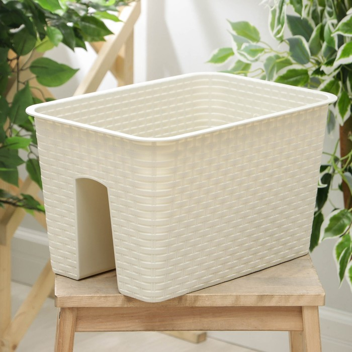 Кашпо на перила «Ротанг», 12 л, цвет бежевый Кашпо на перила «Ротанг», 12 л, цвет бежевый