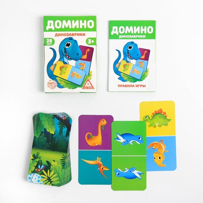 Настольная игра «Домино. Динозаврики», 28 карт, 3+ Настольная игра «Домино. Динозаврики», 28 карт, 3+