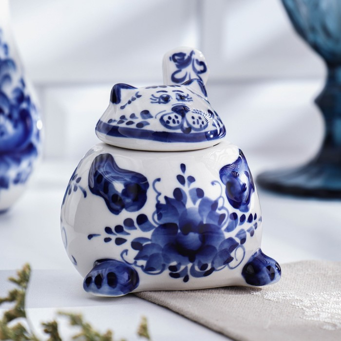 Солонка &laquo;Кот&raquo;, гжель