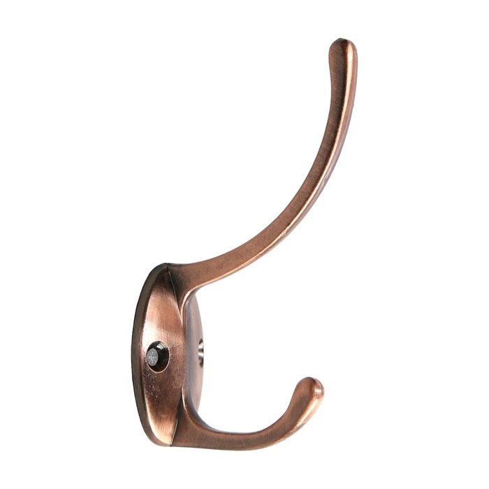 Крючок мебельный ТУНДРА TKD012, двухрожковый, медь Крючок мебельный ТУНДРА TKD012, двухрожковый, медь