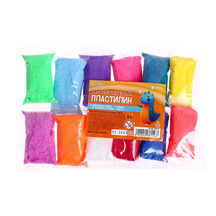 Набор лёгкого прыгающего пластилина, 12 цветов, МИКС Набор лёгкого прыгающего пластилина, 12 цветов, МИКС