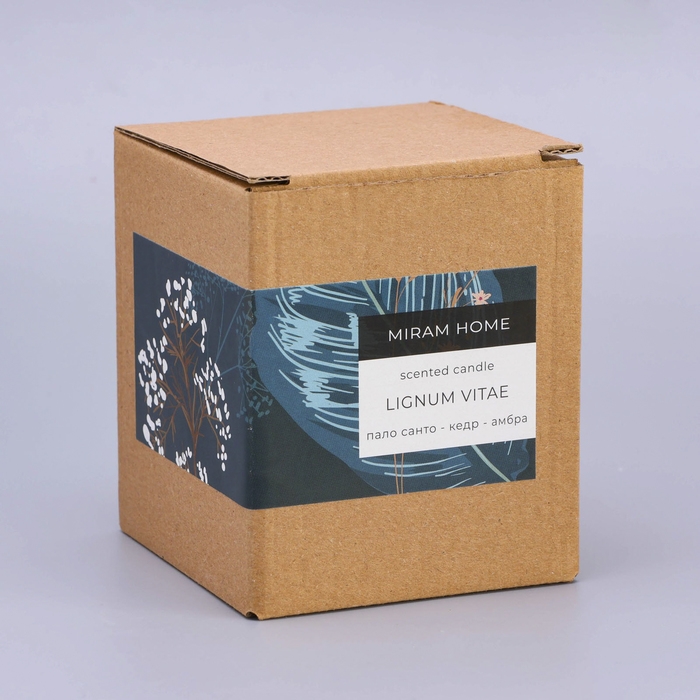 Свеча ароматическая в стекле  Свеча ароматическая в стекле "LIGNUM VITAE", пало санто, кедр и амбра, 200 г